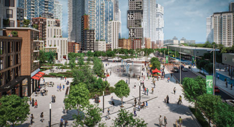 Urban square rending for conceptional purposes only